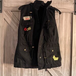 Love Tree Black Vest with Patches